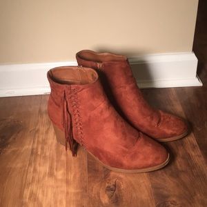 Fringe Auburn Heeled Booties